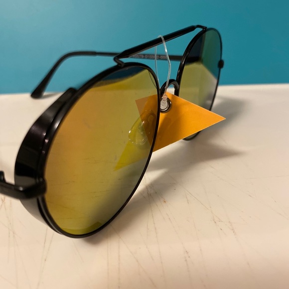 Unisex round steampunk style sunglasses. Trendy - Picture 5 of 6